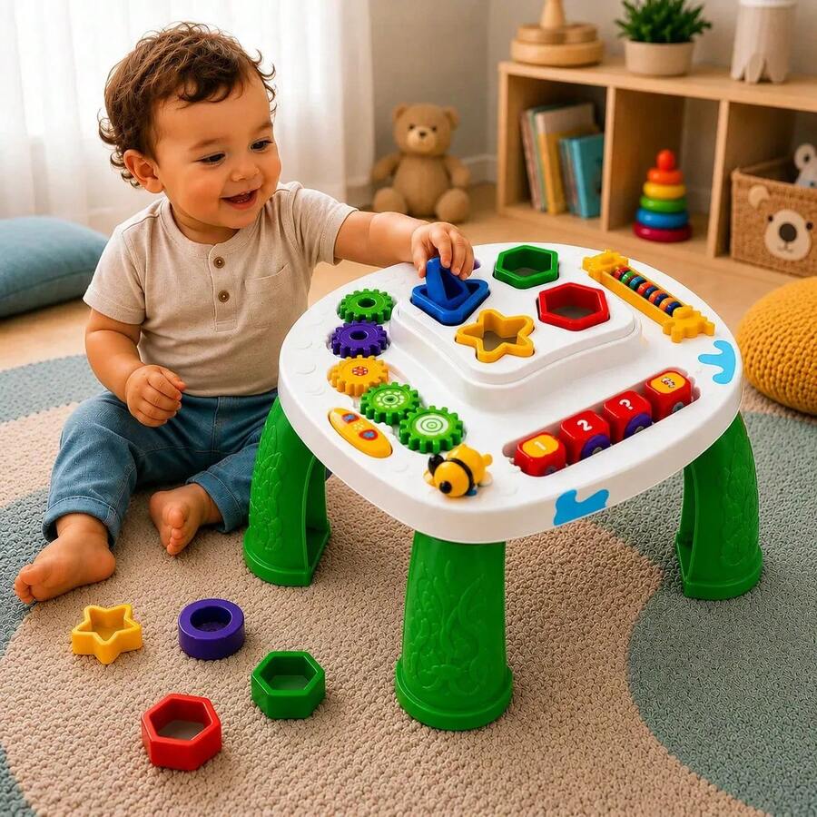 Play Time Educational Table Children's Activity Table Cotiplas - Lime Green - View 1