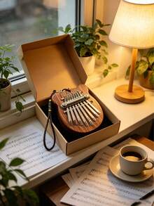 實木 8 音迷你拇指琴 Kalimba 五指便攜式初學者手指鋼琴音樂樂器 - 彩色 - 查看 5