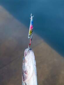 GOTURE 4件裝海水釣魚路亞，輕量化垂直慢拖釣餌，附助魚鉤與三叉鉤，適用於鱒魚、鯰魚、鱸魚 - 彩色 - 查看 5