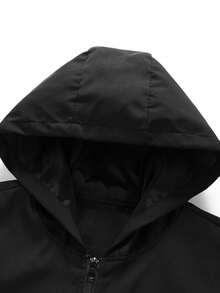 Men's Casual Plus Size Lightweight Jacket, Outdoor Comfortable Business Hooded Jacket With Arm Pockets, Suitable For Running, Hiking, Gift For Husband, Father, Friend - Black - View 5