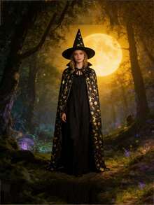 Best-Selling Christmas Hooded Cape - All Black Grim Reaper Demon Witch Long Cloak - Stage Makeup Performance Prop - Event Cosplay Prop - Suitable For Halloween, Christmas, Birthday Party And Other Occasions, Gift For Family And Friends - Multicolor 1 - View 8