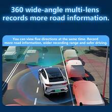 Kamera Dasbor SIDAKEYE 360° Panorama 5 Saluran (4 Lensa + Belakang) Kartu Memori 64G, Layar IPS 3,16 Inci, Kamera Depan 1080P, Kamera Depan/Tengah/Belakang/Kiri/Kanan Cakupan Penuh 720P, Tampilan Quad-View, Penglihatan Malam HD, Rentang Dinamis Lebar, Sensor G, Pengisian Daya USB, Baterai 150mAh - A - View 8