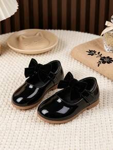 1 Pasang Sepatu Flat Elegan Minimalis Gaya Inggris dengan Pita, Warna Polos, Cocok untuk Anak Perempuan, Cocok untuk Pemakaian Sehari-hari, Musim Semi/Panas - Hitam - View 6