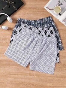 3pcs Casual Sports Soft Knit Fabric Mid-Waist Men's Boxer Briefs - Multicolor - View 6