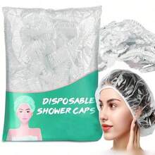5/50/100pcs Unisex Disposable Shower Caps - Large Waterproof Plastic Hair Caps, Neutral Color Salon Quality, Suitable For Deep Conditioning And Hair Care, Mixed/White, Suitable For Thick, Braided And Long Hair Women, High Elasticity High Quality Hair Caps, Suitable For Travel, Spa, Hair Salon And Home Use, Can Cover Hair And Have Strong Stretchability, Hair Caps, Hair Accessories - Multicolor - View 4