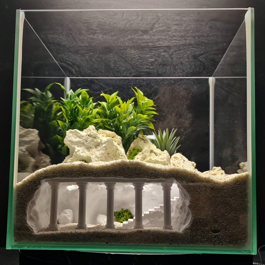 多柱支撐寬口景觀洞穴 | 材質 | 適用於壁虎、蜥蜴、觀賞魚與蝦 | 爬蟲缸、水族缸 | 柱狀建築風格 - 查看 1