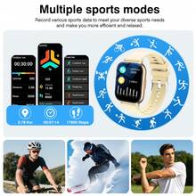 Reloj inteligente deportivo con pantalla de alta definición, equipado con pantalla curva de color LED de alta definición, pantalla táctil laminada completa multilingüe, reproductor de música, función de teléfono, notificación de mensajes - Multicolor - Ver 5