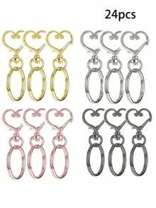20/80 piezas/Juego Anillos de llave con gancho giratorio en forma de corazón - (10 piezas Llaveros + 10 piezas Anillos de llave) Accesorios para hacer llaveros, Accesorios para hacer joyas, DIY - Multicolor - Ver 15