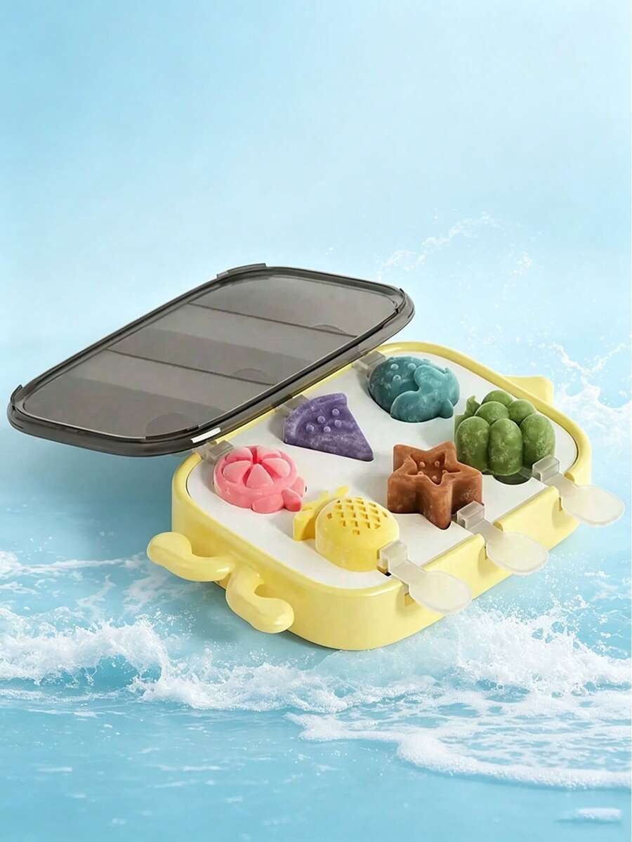 Mini Cartoon Silicone Popsicle Mold With Sticks, Summer DIY Frozen Treat Tool - Yellow - View 1