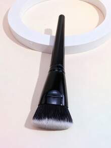 1 pezzo Pennello per fondotinta a testa piatta, strumento di trucco delicato sulla pelle, adatto per fondotinta liquido o fondotinta in crema, può essere utilizzato come pennello per il contouring, pennello per correttore, pennello per il contouring, ecc. - nero - Visualizzare 12