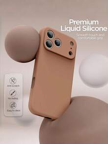 防震矽膠手機殼，適用於 Apple 17/16/Pro Max、S23 Ultra，復古咖啡棕液態矽膠材質，內建柔軟法蘭絨內裡，全鏡頭覆蓋，吸震手機保護殼，適合男士、女士、青少年日常、學校、辦公室、旅行、夏季戶外使用，1件防滑極簡軟防摔手機殼 - 棕色 - 查看 9