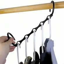 2pcs Creative Windproof Magic Hangers, 5-Hole Closet Organizer Storage Drying Rack, Space-Saving Multi-Function Plastic Hangers, Rotating Organizer Rack, PP Plastic Hangers, Foldable Hangers With Storage Connecting Hooks - View 6