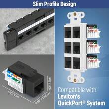 45 Angled RJ45 Cat6 Keystone Jacks 10-Pack In Black - Slim Profile Female RJ45 Connectors - 6 Keystone Jack - Compatible With 45 Angled Speed Termination - 45Term (B0BL3GS7ZY) - 10-pack + CAT6 + Black - View 7