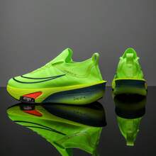 Men's Cushioned Road Running Shoes - Shock Absorbing Fitness Sports Shoes, Stable Support Non-Slip EVA/Rubber Outsole - Green - View 2