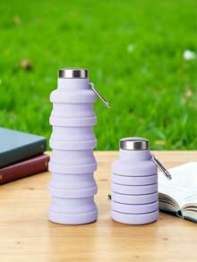 Daily Use Silicone Folding Water Cup With Screw Lid, Sports Outdoor Portable Collapsible Water Bottle - Multicolor - View 3