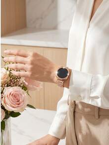 水鑽錶帶 + 錶殼套組，相容 Galaxy Watch 8 40mm 與 44mm，優雅時尚亮面金屬水鑽錶帶，防摔防刮水鑽錶殼，適合休閒、派對、商務女性智慧手錶錶帶與錶殼 - 閃鑽錶帶+錶殼-玫瑰金 - 查看 4