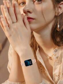 1件裝超纖維手錶錶帶，男女通用，相容 38mm、40mm、41mm、42mm、44mm、45mm、46mm、49mm – S11/10-42mm 亮面金屬扣，超薄舒適且防汗 – 優雅時尚錶帶，適合商務、約會、婚禮、派對與日常穿戴 – 可愛禮物，高品質替換錶帶配件 - 粉紅+玫瑰金 - 查看 8