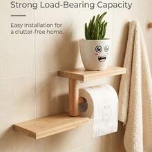 1pc Bathroom Toilet Paper Holder, Double Layer Wall Mounted Bathroom Toilet Paper Rack, With Vertical Paper Storage Space, Drill Installation, Wall Mounted Toilet Paper Holder, Toilet Paper Dispenser, Comfortable Paper Towel Holder, Absorbent Napkin Holder, Bathroom Accessories, Kitchen Towel Rack, Bathroom Organizer, Bathroom Hardware, Bathroom Decor - Apricot - View 2