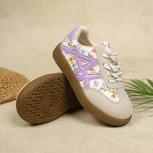 1 par de zapatos deportivos casuales nuevos para niñas, de moda simple y versátil, con suela blanda, para exteriores, viajes, fiestas, actividades y deportes casuales - Morado - Ver 4