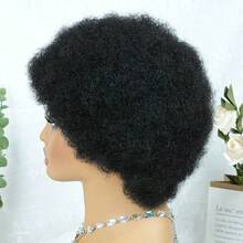 African Curly Wig Human Hair Wigs Pixie Cut Wig Short Hair Wig 150% Density Black Wig Fluffy Shape 4 Inches Suitable For Everyday Wear And Holidays - Natural Black - View 7