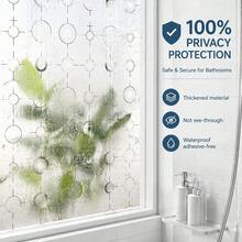 Película de Privacidad para Ventanas con Diseño Geométrico de Líneas y Círculos Modernos, Adhesivo Estático sin Pegamento, Impermeable, Resistente al Aceite, Bloqueo UV, Pegatina de Vidrio Translúcido, Decoración de Arte Minimalista para Ventanas de Cocina, Baño, Dormitorio, Balcón y Puerta Corredera - Múltiples círculos - Ver 3