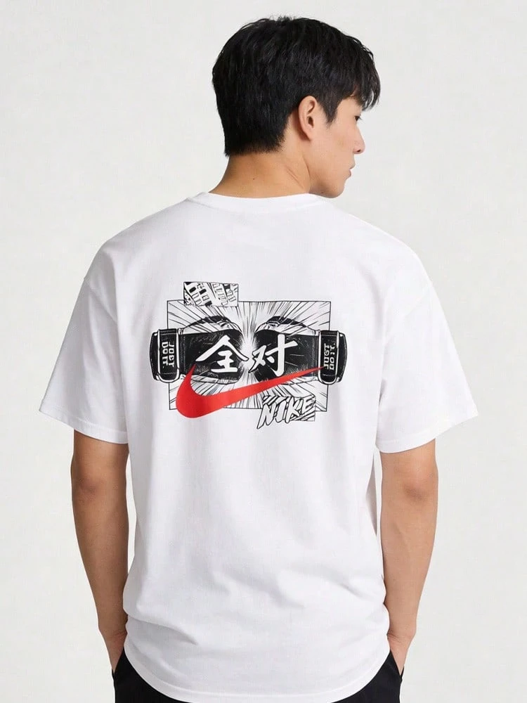 Nike Sportswear Streetwear Versatile Crew Neck Pullover Short Sleeve T-Shirt With Unique Print For Men - White - View 1