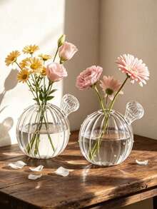 1pc Cactus Ball-Shaped Mini Flower Vase, Ins Style Creative Cute Fresh Flower Vase, Nordic Vintage Hydroponic Fresh Flower Vase, Desktop Flower Vase Decor, Suitable For Restaurant, Living Room, Study, Bedroom, Balcony, Desktop - Multicolor - View 11
