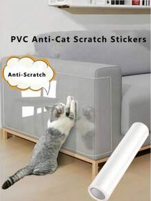 1 Roll Self-Adhesive Transparent PVC Cat Scratch Protection Film, Transparent Sofa Protection Film, Prevent Cat Scratching; Single-Sided Self-Adhesive Pet Scratch-Resistant Sofa Sticker, Furniture Anti-Scratch Protection Tape, Suitable For Sofa Armrests, Doors, Walls, Avoid Pet Damage To Furniture, Essential Home Furniture Maintenance Product, Must-Have For Pet-Owning Households - 1 Roll - 45cm Wide, 3m Long - View 1