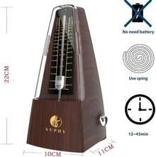 M350 AUPHY Mechanical Metronome With Accent Bell, Classic Shape, Accurate Beat, Multiple Beat Modes, Suitable For Piano Guitar Drums Violin Saxophone Etc(Wood Grain) - ColorB - View 6