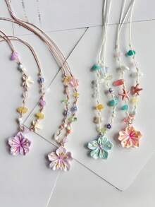 New 4-Color Flower Natural Stone Bead Handmade Woven Rope Necklace Fashion Versatile Choker Necklace Women's Jewelry - Multicolor - View 10