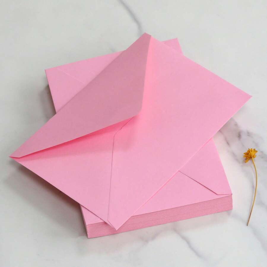 100pcs/50pcs/20pcs Kraft Paper Mini Envelopes Pink Kraft Paper Envelopes, Suitable For Gift Cards And Business Cards [10.5cm X 7cm] - Pink - View 1