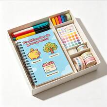 1pc Spanish Version A5 Cute Budget Planner Notebook, Spiral Bound, Piggy Bank & Money Tree Cover, Fun Stress-Free Personal Finance Tracker - A5 - View 3