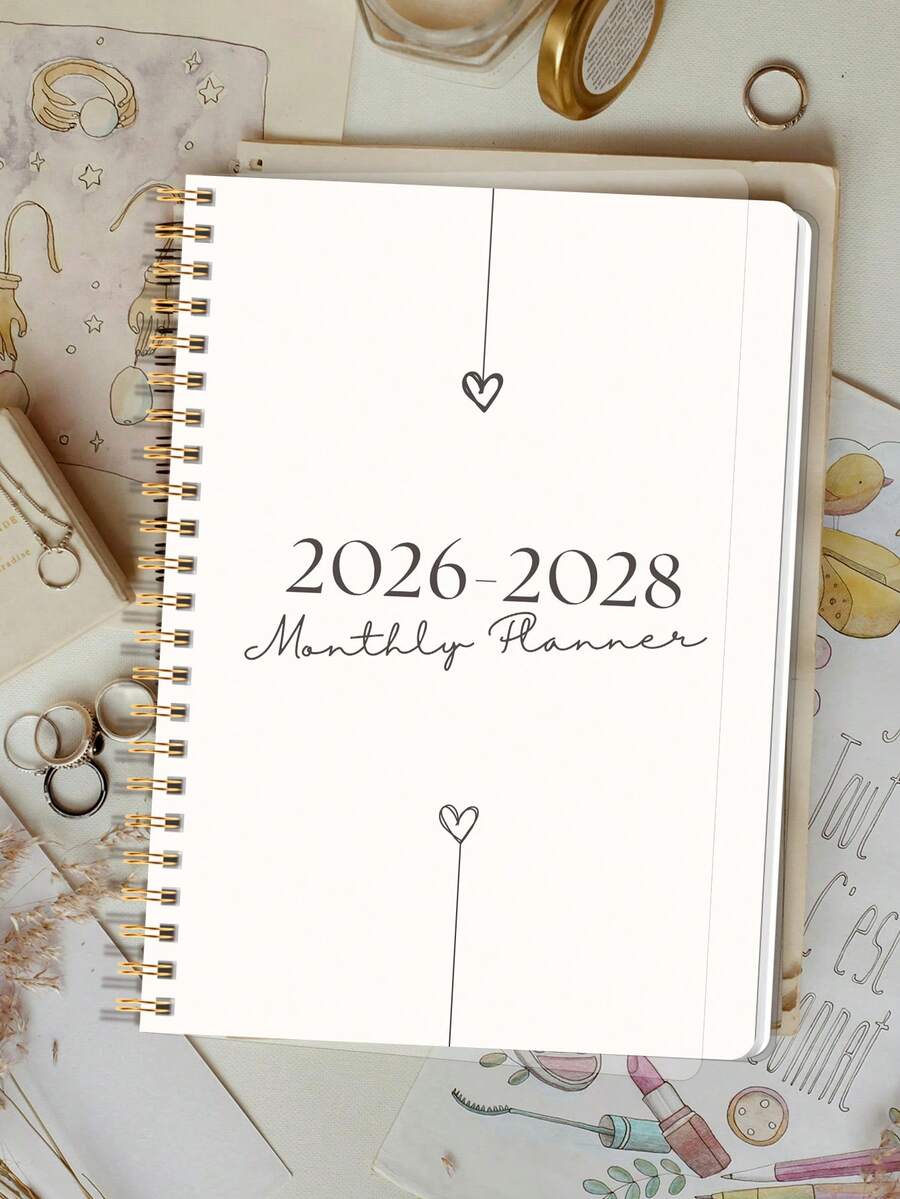 Trees 1pc 2026 Monthly Planner Notebook, A5 Minimalist Monthly Planning Notebook With Calendar Grid, Notes And To-Do List, Ideal Productivity Management Tool For Home, Work And Study, Office Desk Accessory - Multicolor - View 1