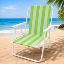 Gestreifter, einteiliger Klapp-Strandstuhl mit Armlehnen| Leicht, bequem und tragbar, ist es ideal für den Strand, Camping und den Garten. - Standard - Übersicht 1