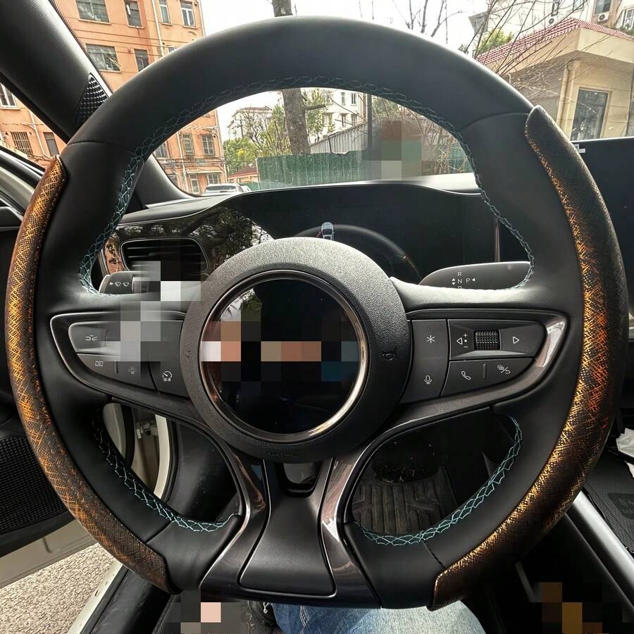 2pcs Personalized Non-Slip Steering Wheel Cover - Faux Gold Silk Fabric Pattern + Easy Installation + No Inner Ring, For Car/MPV/SUV/RV/Pickup/Van/D-Shape/O-Shape/Round Steering Wheel