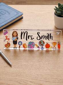 Customized Photo Cartoon Teacher Acrylic Desktop Nameplates, 1/3/5-Piece Sets, Classroom Desktop Decoration Gifts For Teacher's Day, Suitable For Graduation Season, New Teacher Induction Ceremony, Teacher's Day, And School Commendation Activities. - Multicolor - View 5