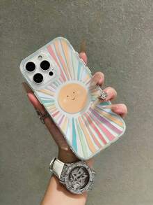 1pc Sun & Rainbow Pattern Phone Case Compatible With Apple 17/17Pro/17promax/16/16Pro/16promax/15/15Pro/15promax/14/14Pro/14promax/13/12/11 - Multicolor - View 4
