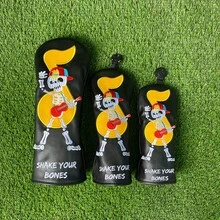 American Punk Guitar Skull Embroidered Golf Club Headcover, Dark Design, Golf Accessory - Black - View 3