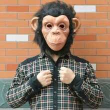 Rubber Black Fur Monkey Face Latex Ape Gorilla Mask Funny Animal Full Face Head Cover Halloween Cosplay Prop, Christmas - View 1