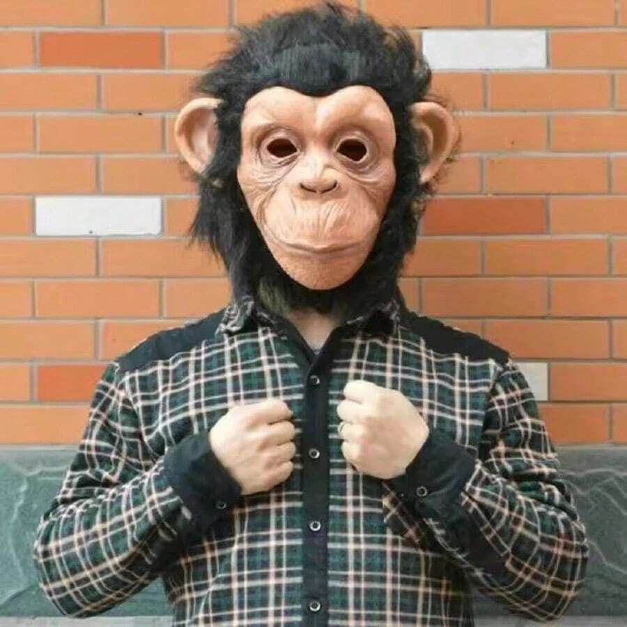 Rubber Black Fur Monkey Face Latex Ape Gorilla Mask Funny Animal Full Face Head Cover Halloween Cosplay Prop, Christmas - View 1