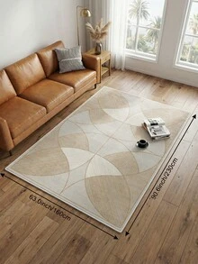 1 pieza Alfombra de sala de estar con diseño geométrico simétrico de líneas, adecuada para cocina, comedor, dormitorio, decoración de habitación festiva, interior/exterior, oficina, vestíbulo, felpudo antideslizante, alfombra de baño, pasillo, área de estudio y juegos - Camel - Ver 8