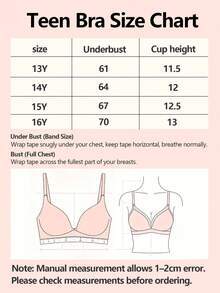 2pcs/Set Girls' Front-Open Bra, Thick Padding, Strong Support, Comfortable & Stylish Back Design, Suitable For 13-16 Years Old - Multicolor - View 6