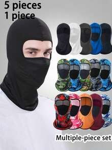 5/10pcs Outdoor Camouflage Head Scarf Face Mask Sun Protection Neck Warmer Integrated Riding Head Cover, Universal Breathable Balaclava, Multi-Purpose Riding Face Mask Neck Warmer, All-Season Head Cover, Essential For Riding, Outings, Running - Multicolor - View 2