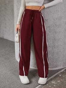 A&DD MODA, REF: ADD8823, Women's Elastic Pants, Casual, Wide, Breathable, Fine Silk, Icy, Light, Comfortable, Casual, Elegant, Modern, Stylish, Premium Quality, All Day Comfort, Perfect For Summer, Soft Touch, Freshness, Ideal For Heat. - 酒紅色 - 查看 3