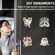 4pcs Diamond Art Refrigerator Magnets Ragdoll Cat Diamond Painting Decoration DIY Diamond Painting Magnet Kit Suitable For DIY Crafts Gifts Refrigerator Mailbox Decoration - View 8