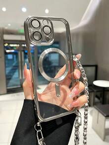 1件磁吸鏈條電鍍TPU手機保護殼，適用於 18/18PRO/18PROMAX/17Air/8p/X/XS/XR/XS Max/11/11 Pro/11 Pro Max/12/Phone 12 Pro/11 Pro Max/12/12 Pro/12 Pro Max/13/13 Pro/13 Pro Max/14/14 Pro/16 Plus/14 Pro Max/15/15 Pro/15 Plus/15 Pro Max/17/17pro/17promax - 銀色 - 查看 17