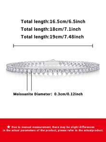 925 Sterling Silver D-Color Moissanite Tennis Bracelet, Luxury Bridal Jewelry, Gift For Proposal, Wedding, Birthday & Anniversary - Silver - View 3