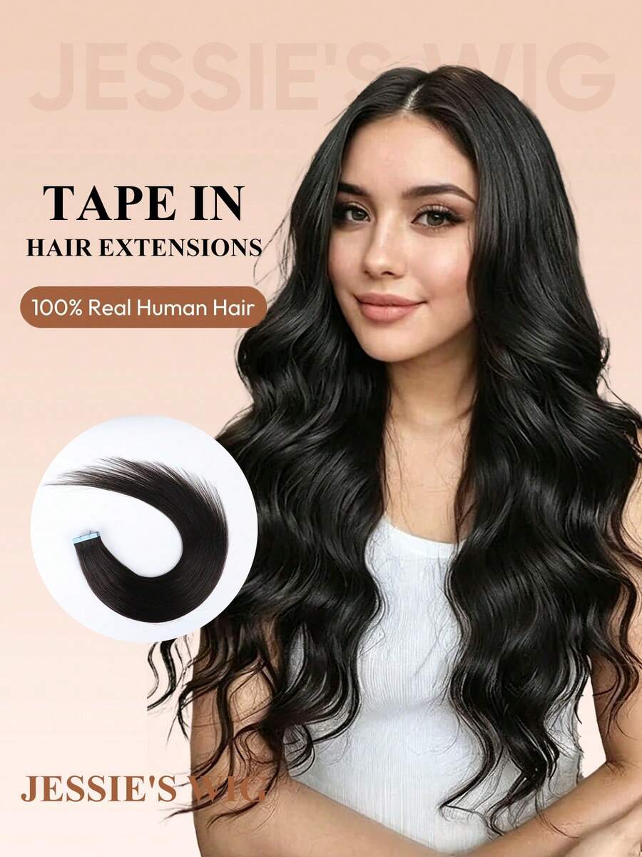 Jessie's Wig 20片/包 50g 貼片式接髮 真人髮絲 絲滑直髮 自然黑 貼片接髮 自然外觀 高品質 1B# - SNatural - 查看 1