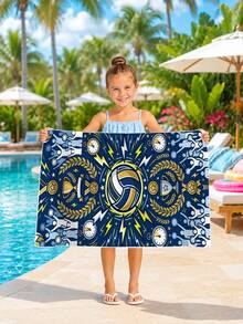 1 pieza Toalla de playa con tema de voleibol para niños, manta de playa extra grande de microfibra súper suave, toalla de baño súper absorbente, adecuada para viajes, piscina, buceo, surf, yoga, camping, disponible en varios tamaños, accesorios de playa para playa, piscina, viajes, camping, yoga - Multicolor - Ver 9
