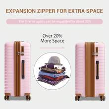 Carry On Suitcase Small 20 Inch Cabin Luggage Medium 24 Inch Large 28 Inch Ribbed PP Hardshell Expandable TSA Lock Cup Holder 3 Piece Luggage Set - Pink - View 4
